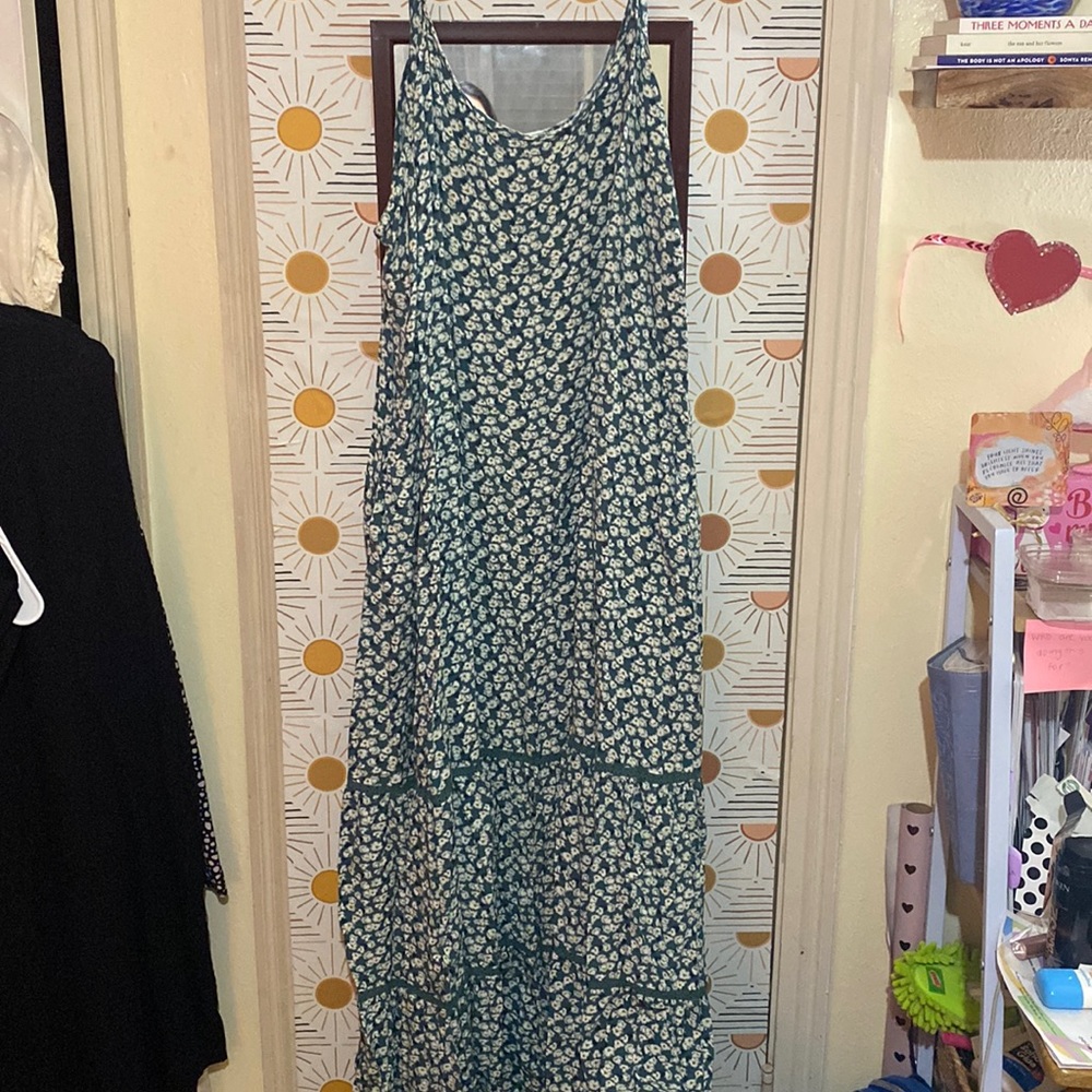 Ava & Viv blue and floral maxi dress in 3X